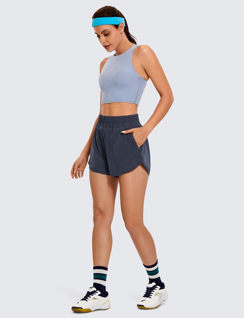 CRZ YOGA Oddychające szorty do biegania z 7cm granatowe Rozmiar M Damskie Szybkoschnąca podszewka, Długość nogawki wewnętrznej, Niebieski,