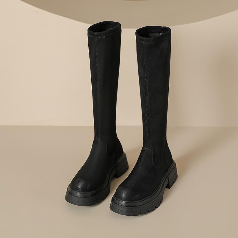Western Denim Retro Over-knee Boots Small FallSeason and ColdSeason Thick-soled Stretch Thin Boots for Women Strong 40 4990₽