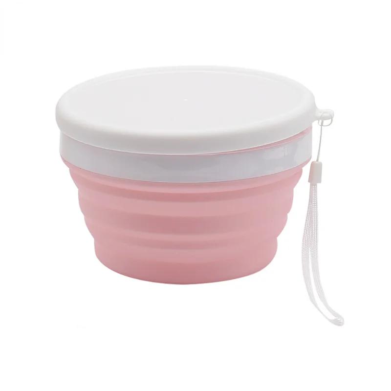 Bol pliabil din silicon multifuncțional cutie pentru tăiței instant Cutie deformabilă de călătorie în aer liber pentru ustensile de bucătărie de uz casnic cu capac