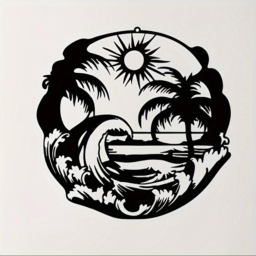 

Ironwork Wall Decoration, Sea View Metal Wall Ornaments, Artistic Palm Tree Beach Wall Silhouette Craftwork чёрный