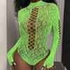 New Arrivals Women'S Sex Rhinestone Studded Colored Fishnet Teddy Bodysuit Sparkling Rhinestone Cut-Out Designs Form-Fitting