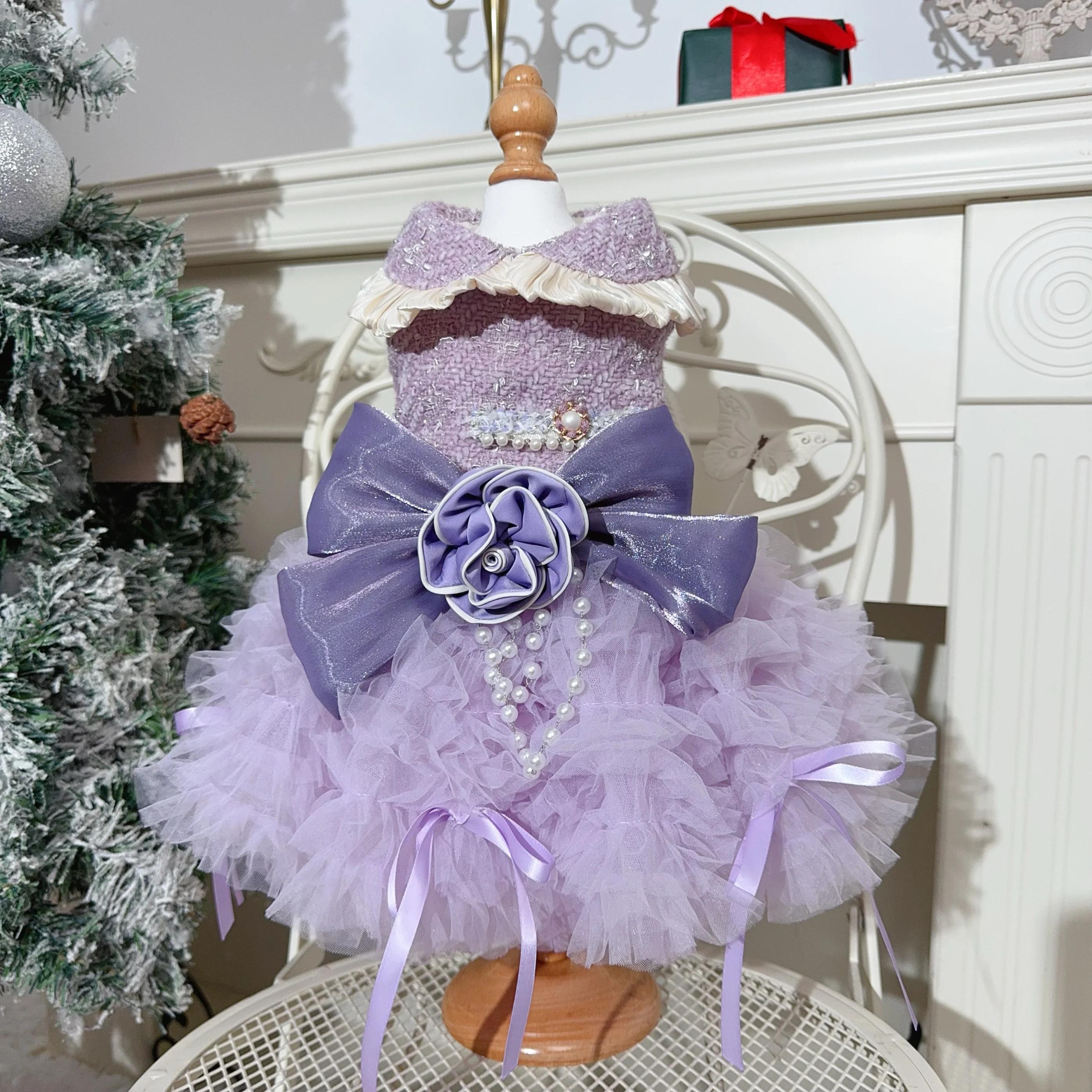 

Luxury Dog Gowns | Customized Puppy Costumes with Long-tailed Dog Dresses | Handmade for Extra Elegance, Party Wedding Costume XS（old）