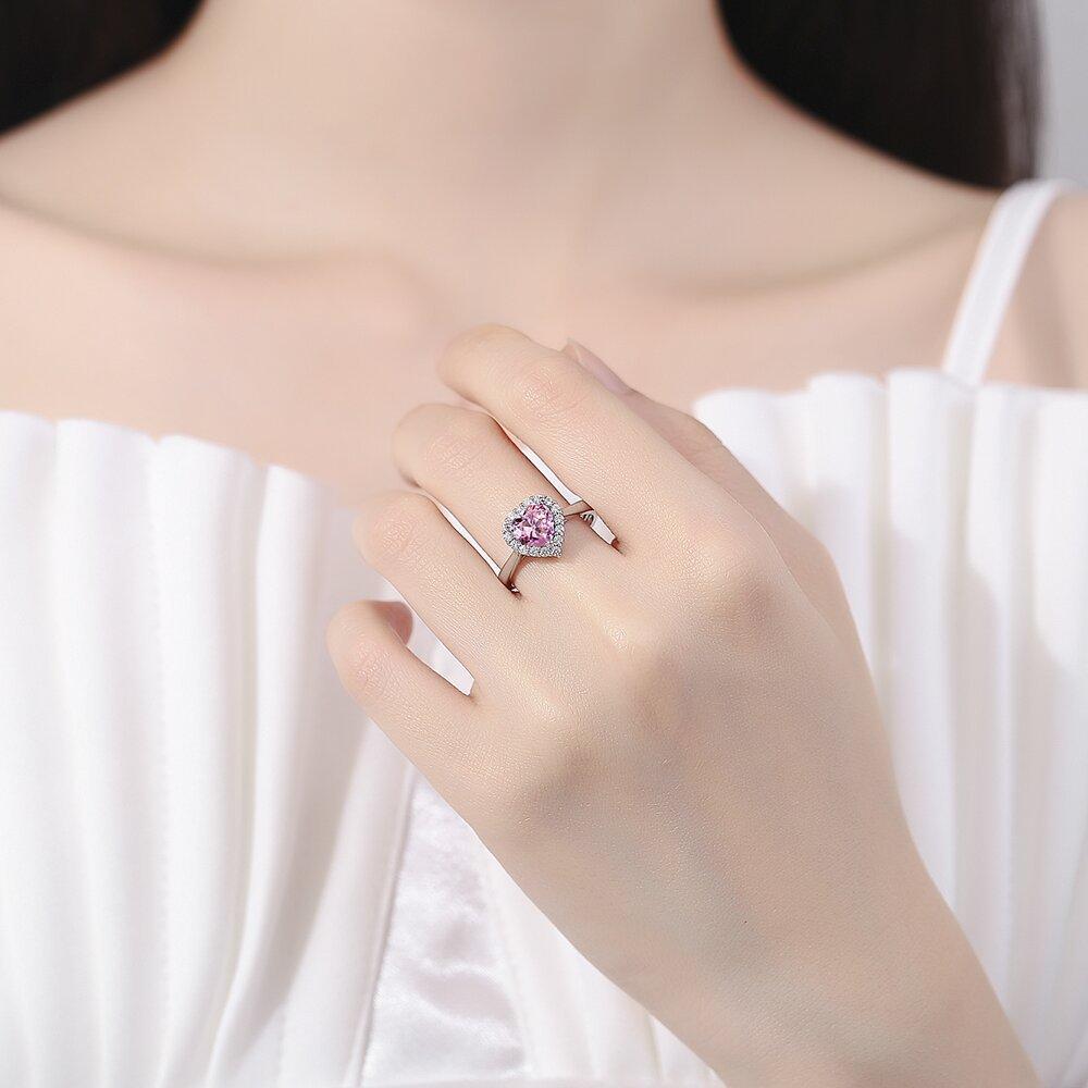 Valentine's Day Gift Red Heart 925 Sterling Silver Elegance Ring For Women Jewelry Rings For Wedding Party