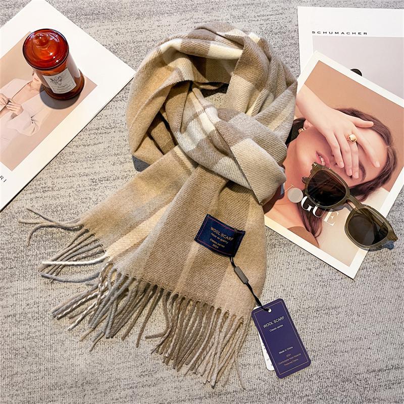Luxury Plaid Scarf Winter Warm Cashmere Women Long Bandana Pashmina Foulard Female Scarves Tassel Shawl And Wraps  Design