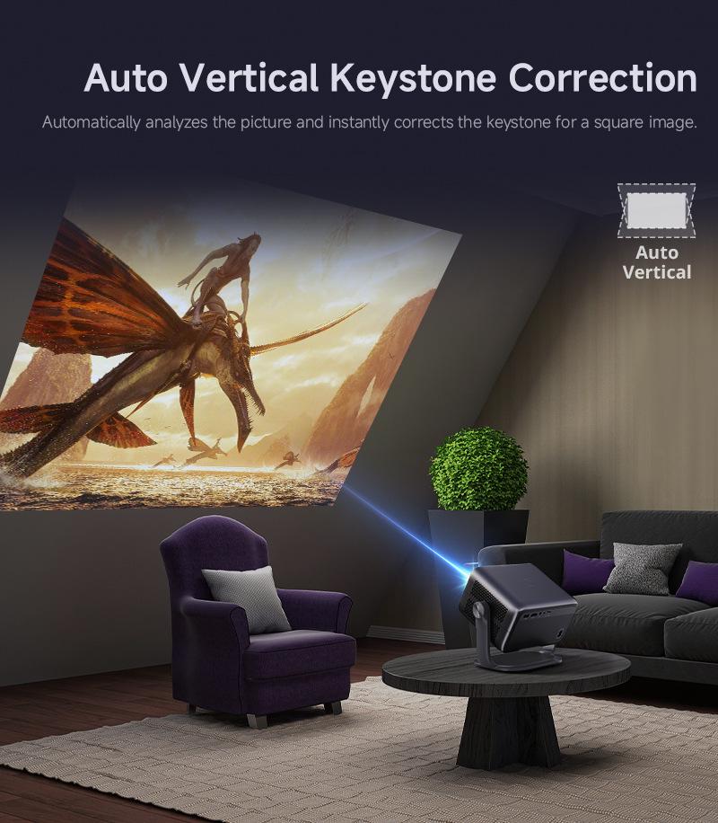 Germany 2026 1080P 360° Rotating Projector with Stand, 4K Wall Projection for Home Parties