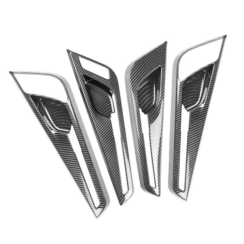 For Kia EV6 GT-Line   ABS Carbon Fiber Car Inner Door Handle Bowl Protector Frame Cover Trim Sticker Accessories