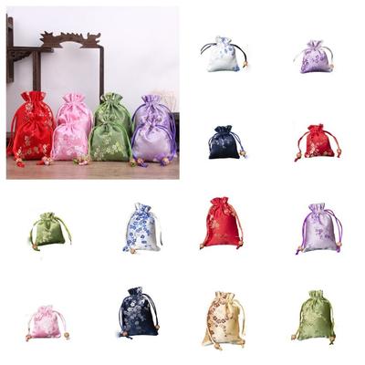 Satin Women Sachet Flower Drawstring Gift Bag Fashion Storage Bag  Wedding