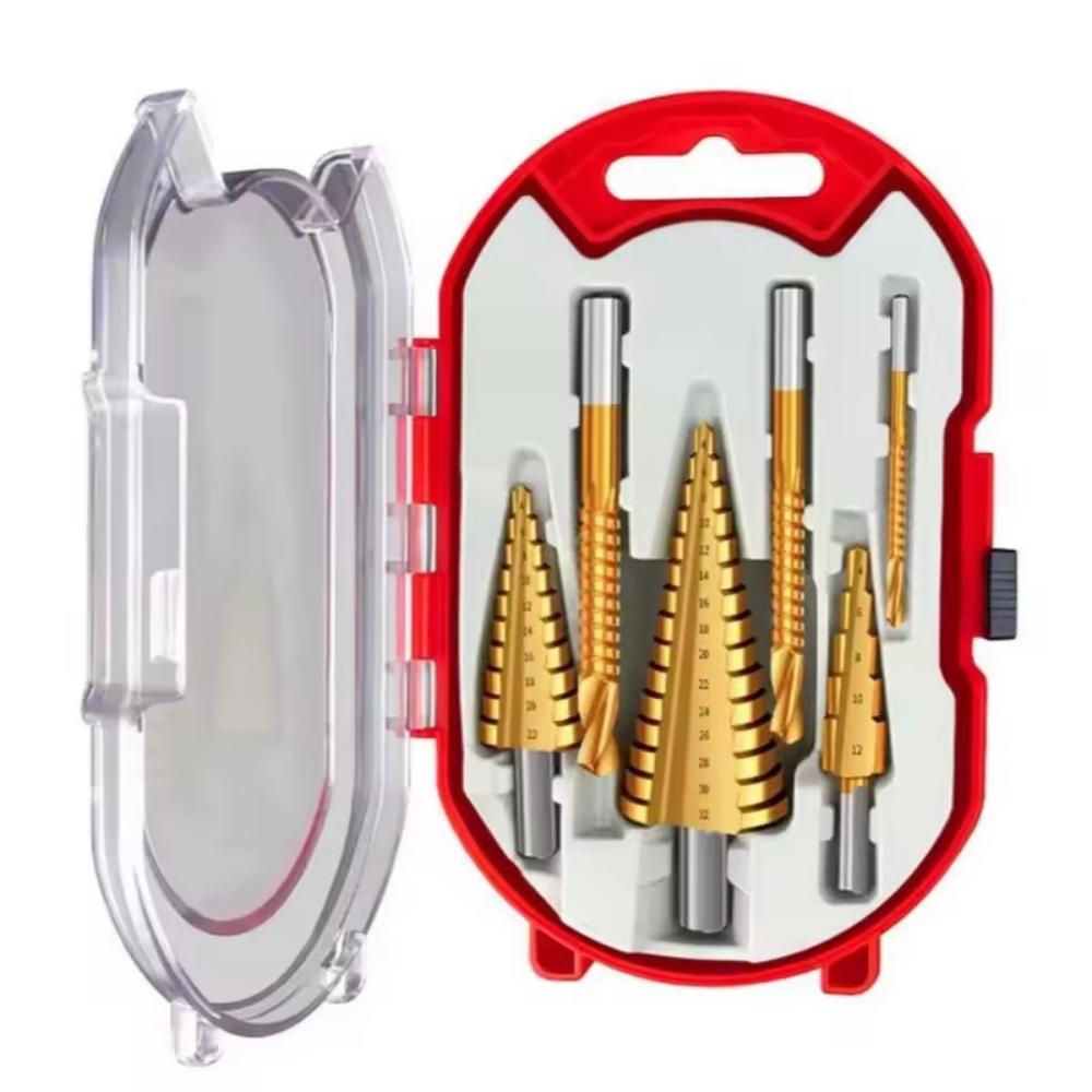 6PCS Step Drill Bit Saw Collection Titanium Milling Chopper 4-12 4-20 4-32mm 3 6 8mm designed for Woodworking Metal Core Hole Opener