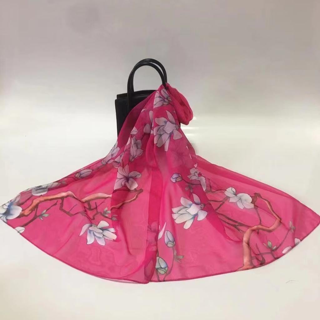 Summer versatile scarf long scarf beach sun-proof silk scarf women's small shawl scarf chiffon thin scarf