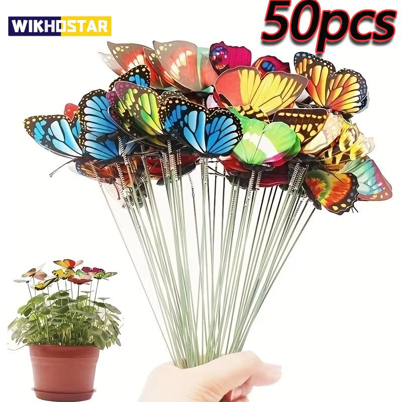 10/20/50/100pcs Butterfly Decoration Stakes 3D Artificial Butterfly Yard Planter Flower Pot Home Party Garden Patio Decoration