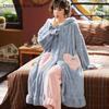 Princess Plush Bathrobe Gown Thick Home Clothes Soft Robes Winter Warm Hooded Flannel Nightgown Women Cute Cartoon Sleepwear