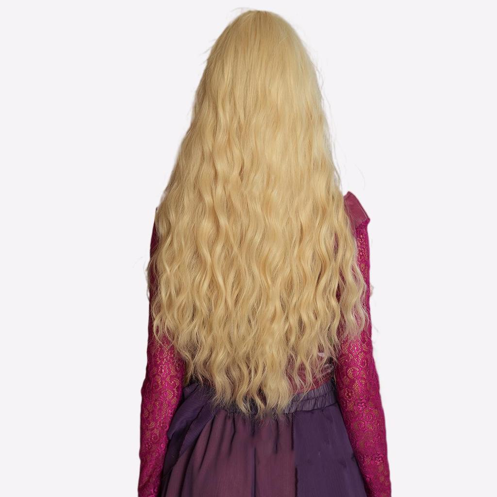 Hocus Pocus Witch Wig -Golden Blonde Wavy Halloween Hair with Middle Part, Premium Cosplay Synthetic Hair for Women, 90s Party Accessories