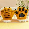 Fluffy Texture Plush Gloves Striped Design Costume Mittens  Cosplay Costume Accessories