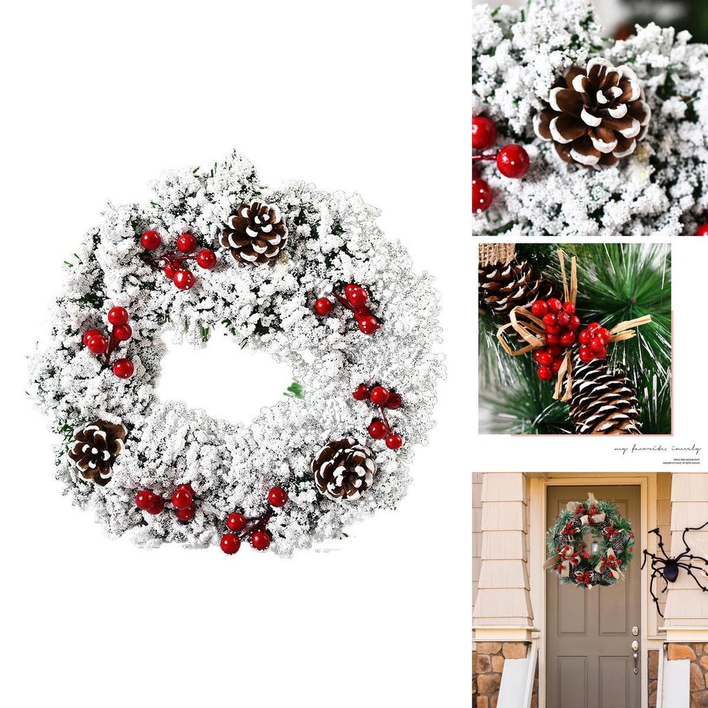 Stunning Wall Hanging Christmas Wreath With White Ornaments And Red Berries For Festive Decor