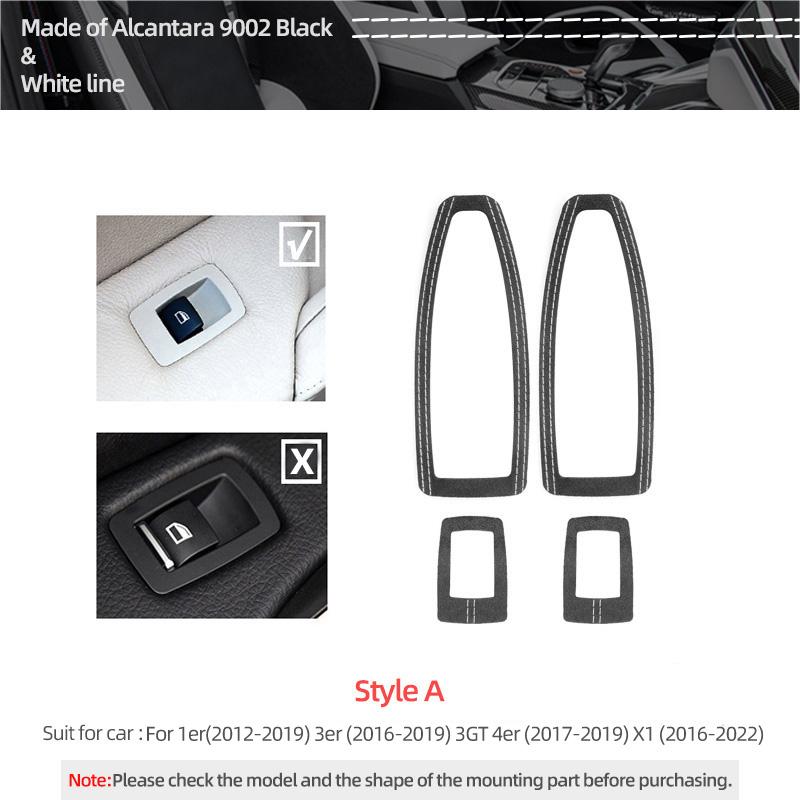 For BMW X1 F48 F20 F30 F30 F34 Made of Alcantara Window Switch Lift Panel Trim Performance 4pcs Sticker Car Interior Accessories
