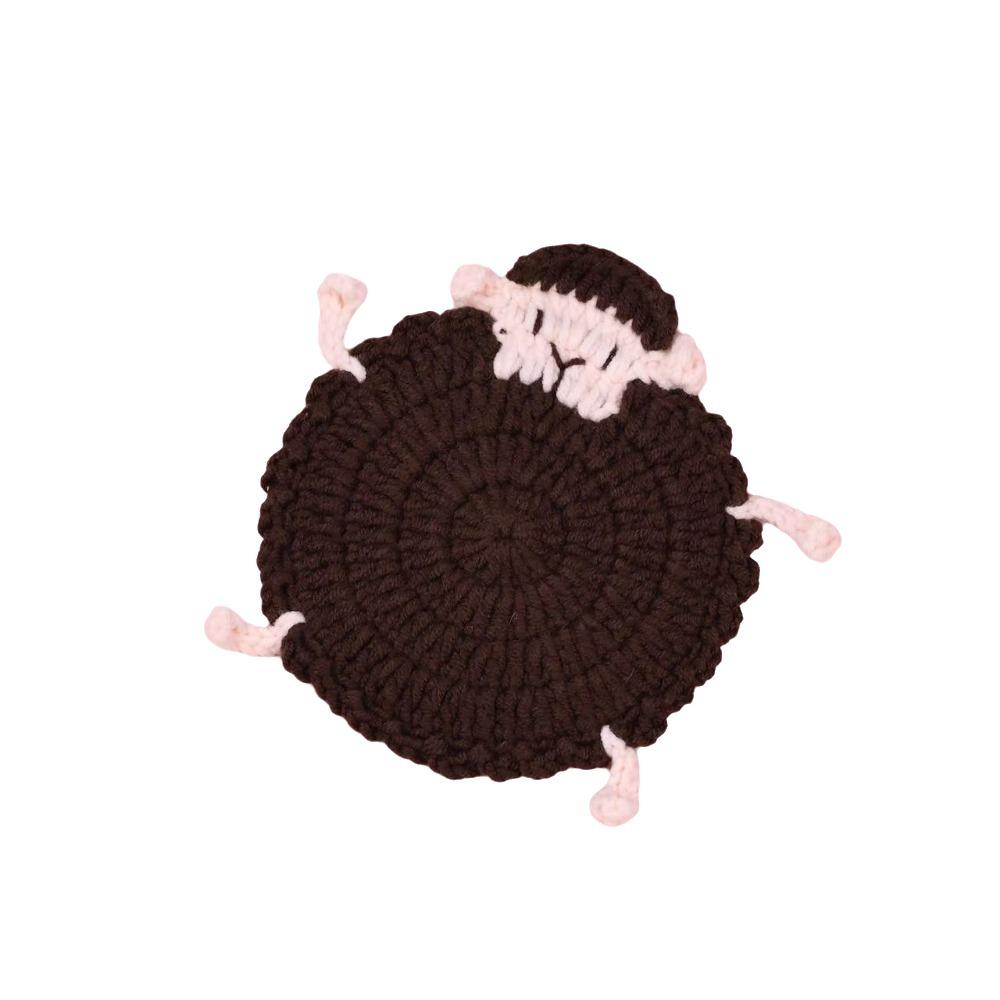 Cartoon Knitted Animal Coaster Handmade Teacup Pad Creative Crochet Lamb Coasters Home Decor