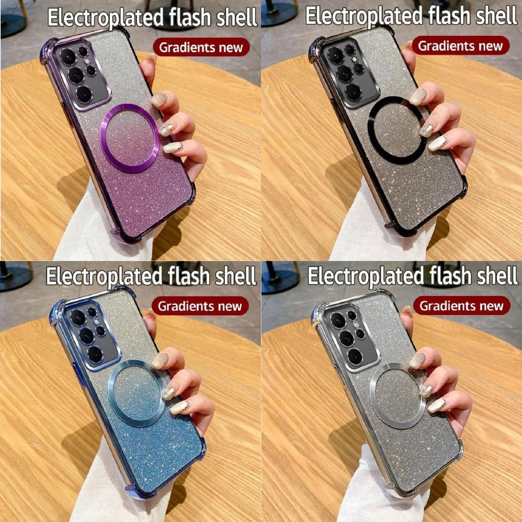 Galaxy Samsung For A06 Gradient Color Clear Shockproof Magnetic Ring Phone Case