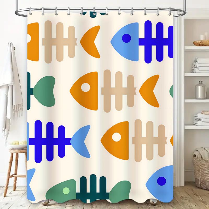 Animal Pattern Shower Curtain Orange Tiger Blue Mermaid Design for Bathroom Decorations Modern Home Accessories Set Size 180x200