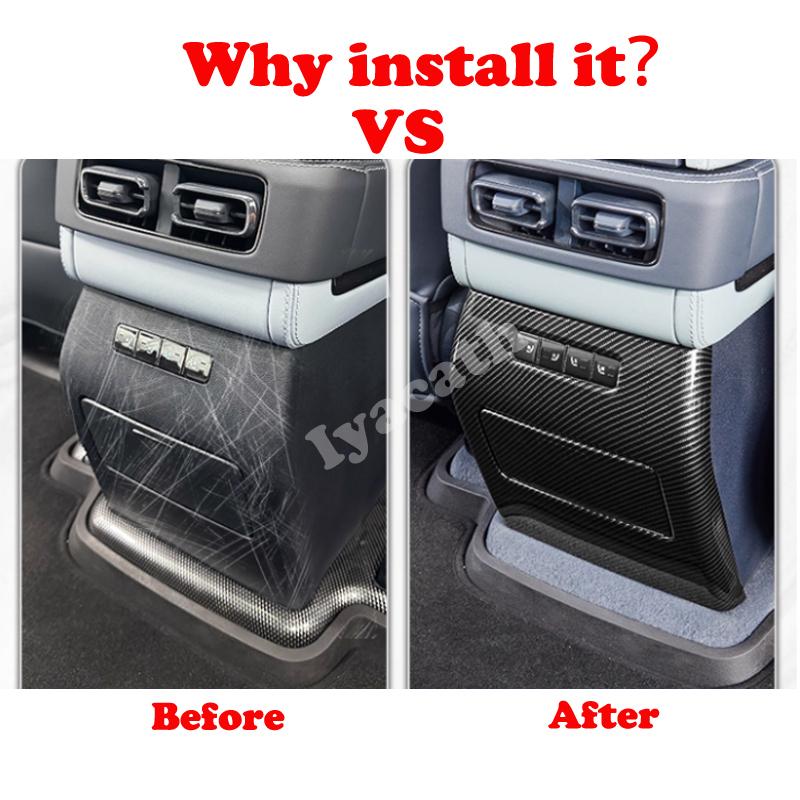 For BYD Leopard 5 FangChengBao 5 2025 Intelligent Driving carbonfiber armrest box rear AC vent kick cover Interior Accessories