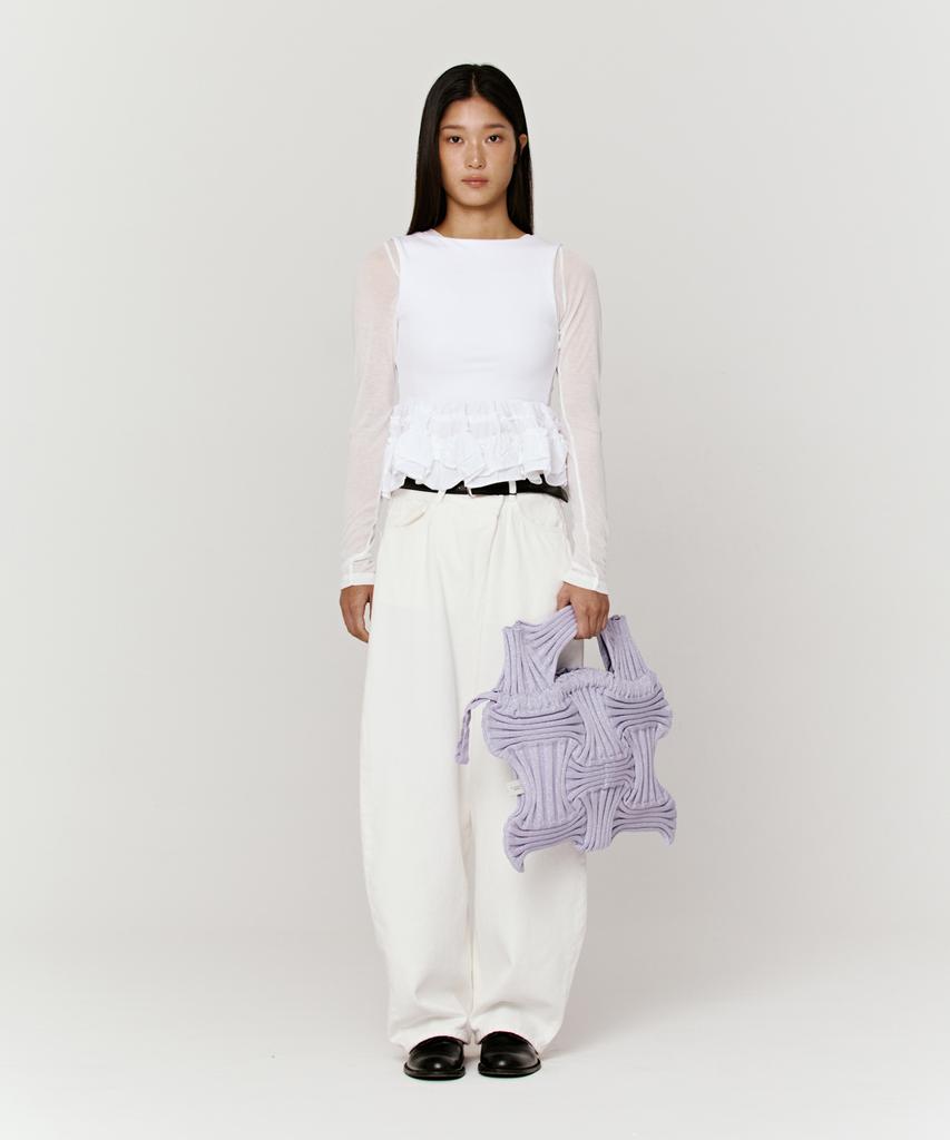 Pleatsmama Big Bow Bag Glitter Pale Purple