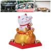 Cat Statue Automatic Waving Arm Solar Powered Wealth Welcoming   Cat for Present Cash Register Home Decoration