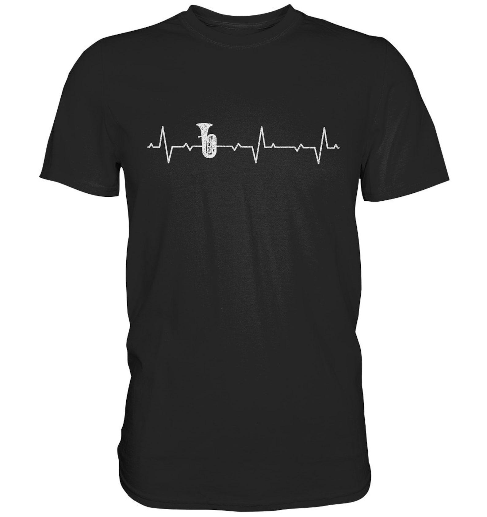 Tuba T-Shirt Brass Instrument Heartbeat Tubist Gifts - Premium Shirt S