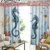 2D FLAT PRINTING 2pcs Curtains (Without Rod) Two Seahorses in Coral Chic Curtains&Window Treatment Versatile Polyester Fabric