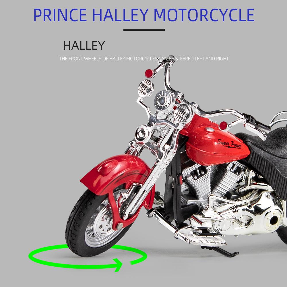 Model motocyklu v měřítku 1/12 Prince Halley Diecast Hračka pro děti Batole Kluci Dívčí Dárková kolekce