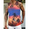 Men's Summer Tropical Sunset Print Tank Top Casual Sleeveless Hawaii Beach Tshirt For Men New In Full Print T Shirts Streetwear