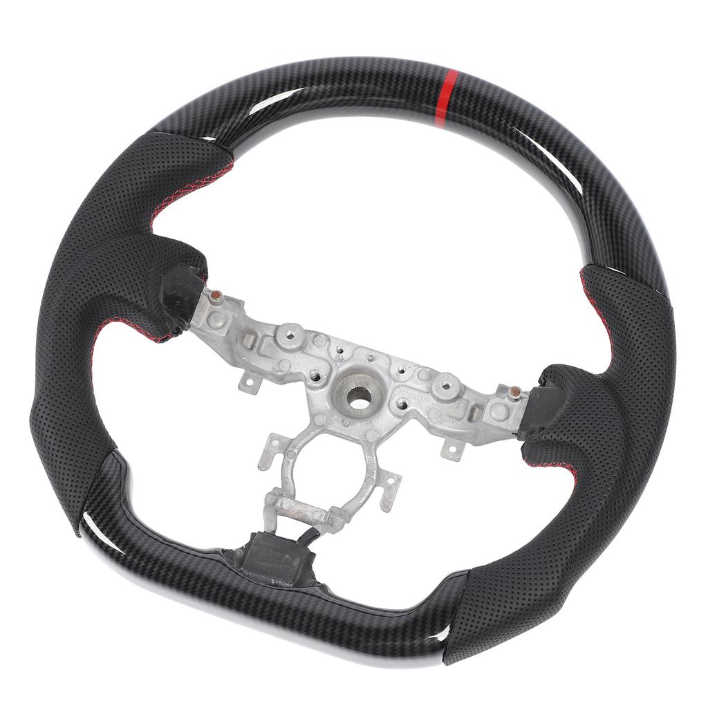 Hydro Dip Steering Wheel Carbon Fiber Look Flat Bottom Perforated Leather Hand Grips for 370z 2009 to 2020