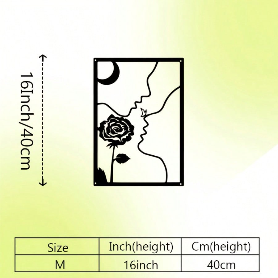 Romantic Couple Metal Wall Art Minimalist Love Design Black Pepper Yellow Wedding Valentine Gift