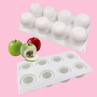 Shape Silicone Mold 8 Cell Diy Cake Mousse For Ice Cream Chocolate Pastry Art Pan Dessert Bakeware Decorating Tool 3D Apple