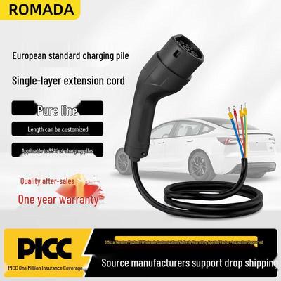 Cabo Conector de Carregamento Padrão Europeu Tipo 2, AC 380V Trifásico/220V Monofásico, 3*6mm²
