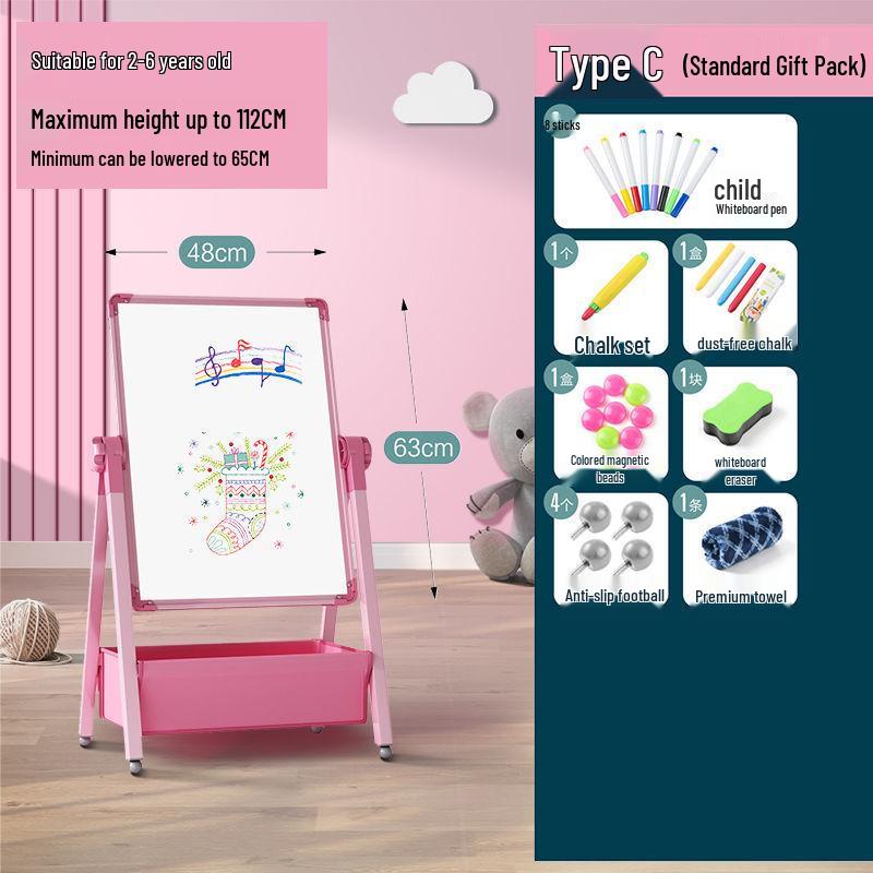 Kids' Double-Sided Magnetic Blackboard & Whiteboard: Erasable Drawing & Writing Stand with Coloring and Graffiti Features