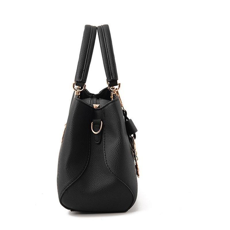 Borsa a tracolla messenger vintage in pelle per donna con fiocco, cartella a spalla