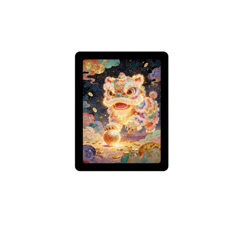 New Chinese Lion Dance Puzzle Decorative Ornament High Difficulty Transparent Acrylic Puzzle