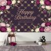 2D Lila Blumige Geburtstagskulisse, Happy Birthday Rosen-Party Hintergrundtuch