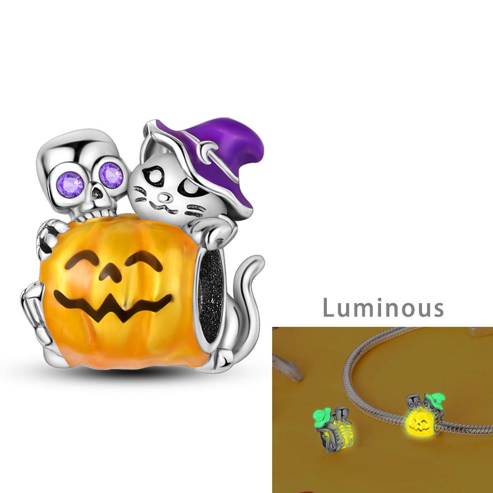 Copper Plated Halloween Charms Pumpkin Skull Witch Beads Fit Original Bracelet Diy Pendant Dangle Women Fine Jewelry