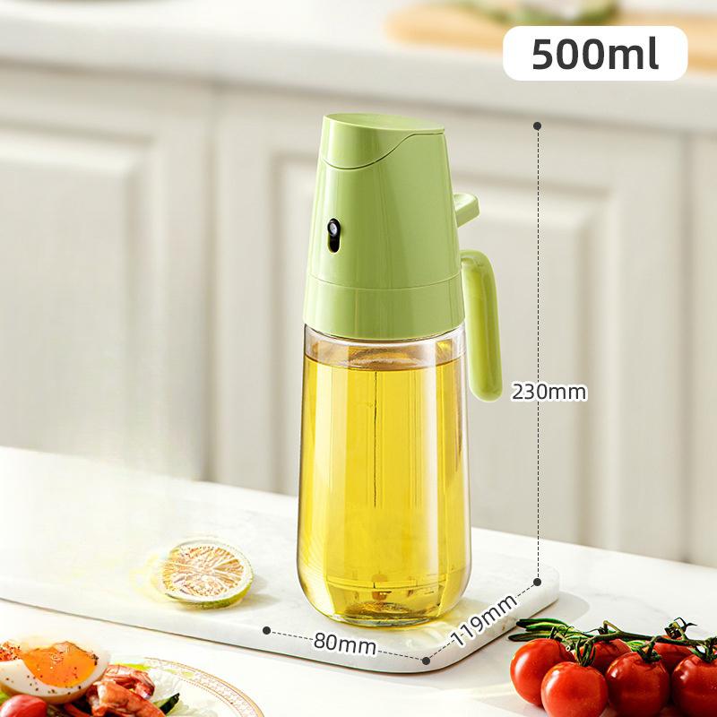 

Бутылка-спрей для кухонного масла 2 в 1, бытовая, пищевая, с распылителем для фритюрницы, распылитель масла, стеклянная бутылка для кухни 500ML зелёный