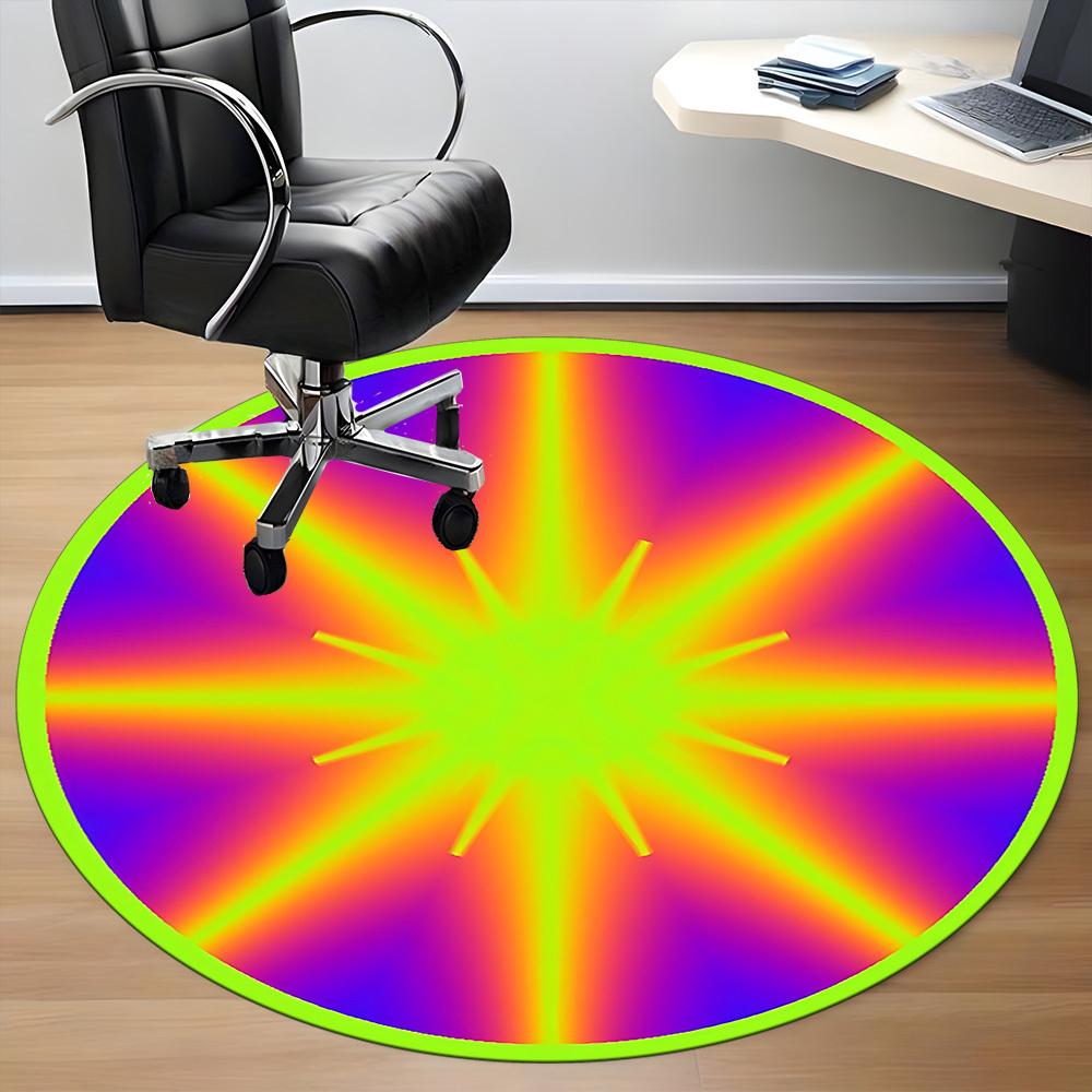 1pc Rainbow Circle Chair Carpet for Office, Non-slip, Soft and Durable Office Rug, Perfect for Office yy260127120