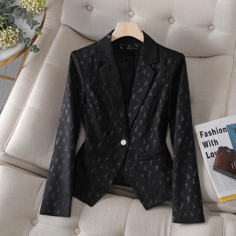 Abrigo de traje ajustado para mujer, Blazer de Jacquard, prendas