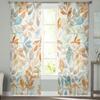 Autumn Watercolor Hand-Painted Leaves Sheer Voile Window Curtains Tulle Curtains Living Room Balcony Decoration Drapes