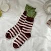 Retro Striped Socks Women Medium Tube Socks Spring And Autumn Cotton Stockings Korean Stockings Japanese Socken