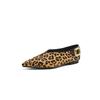 Fashion Fashion Single Shoes Ballet Shoes Women's Retro Leopard Print Genuine Leather Pointed Toe Pumps Lady 2025 New Shoes for Women