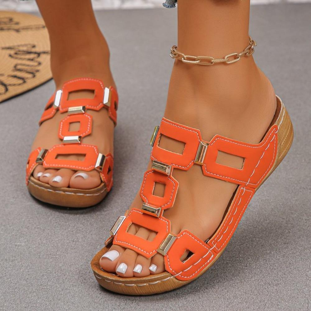 Dámske sandále rímskeho štýlu, veľká veľkosť, s otvorenou špičkou, plážové šľapky, letné klíny, pohodlné vonkajšie nazúvacie topánky pre ženy 43 oranžová