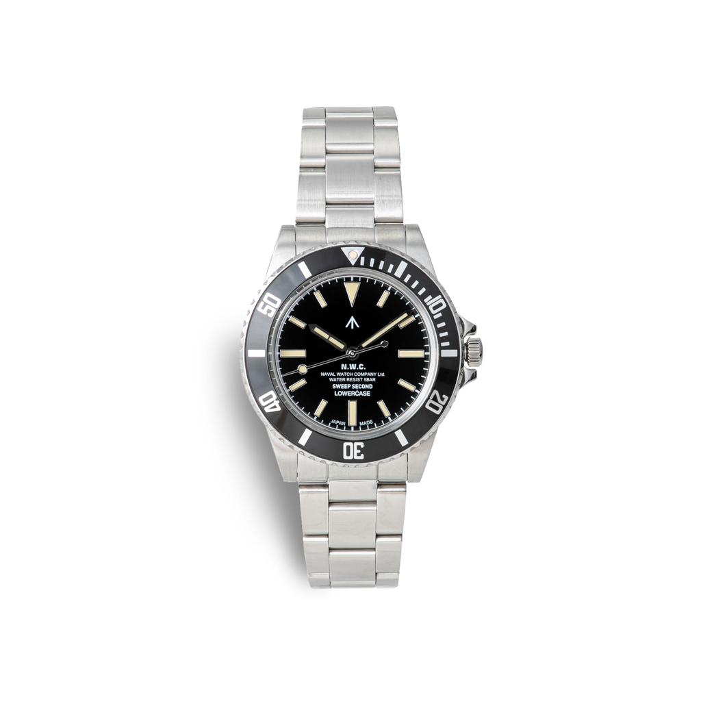 Naval Watch Produced By LOWERCASE FRXE001 Sweep Second Diver 3 links Metal band Sec.hands S/S