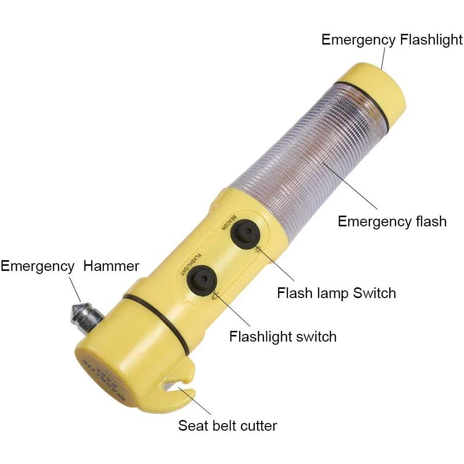 4 i 1 Bilsäkerhetshammare Nödglasbrytare Skär Sätbältet Hög Hårdhet Volframstål Räddningsverktyg Biltillbehör