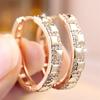 Geometric Square Metal White Zircon Round Stone Hoop Earrings For Women Gold Color Ear Buckle Wedding Jewelry Versatile Gifts
