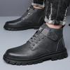 Autumn and winter new leather men's cotton shoes velvet warm men's cotton boots snow boots high-top men's shoes Martin boots