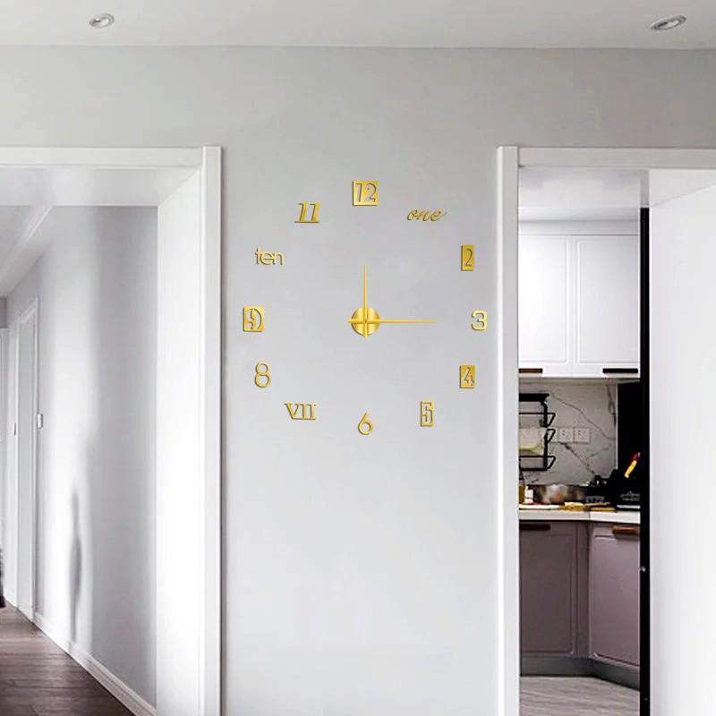 Luminous Large Wall Clock 3D DIY Quartz Clocks Fashion Watches Acrylic Mirror Stickers Living Room Home Decor Horloge